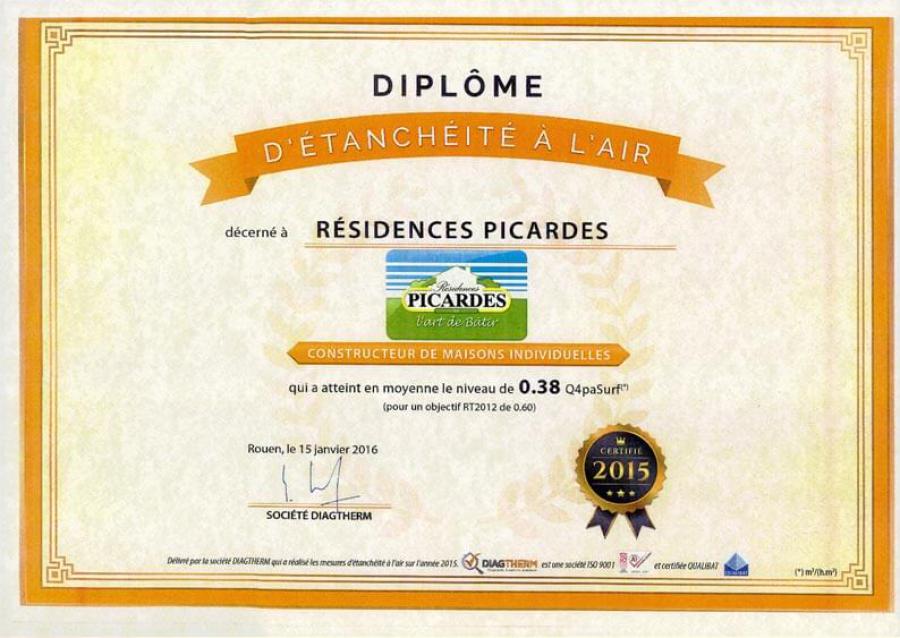 Diplome etancheite a lair residences picardes